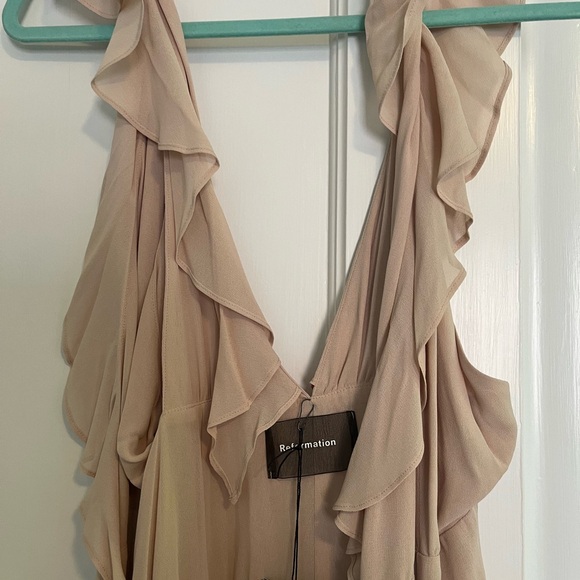 Reformation Champagne Dress- Sz Large/ 10 - Picture 3 of 5